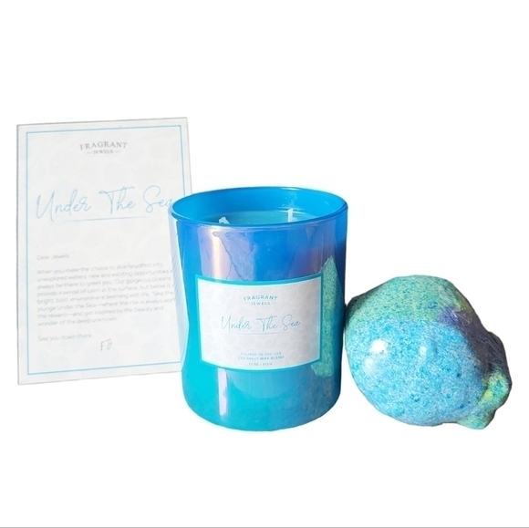 FRAGRANT JEWELS Under the Sea candle and bath bomb set Little Mermaid NIB - Picture 2 of 7